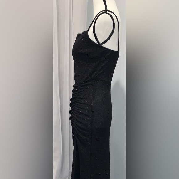 WINDSOR sparkle black vneck high cut formal prom dress size medium large 10 - Picture 8 of 13